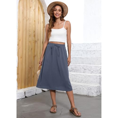 Image of Witsmile Flowy Skirt Elastic High Waist A-Line Skirt with Pockets Bohemia Cover-up for Women 2026 Trendy(S-2XL)