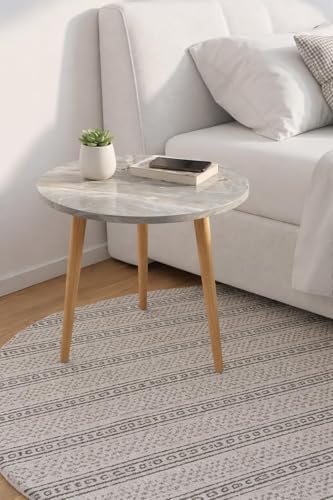 Image of Brown Art SHOPPEE Coffee Table Faux Marble Design Table Side Table, Round Solid Wood End Table Coffee Table Flower Stand Sofa Side for Living Room Balcony Furniture Decor Corner table-15x15x18 (Grey)