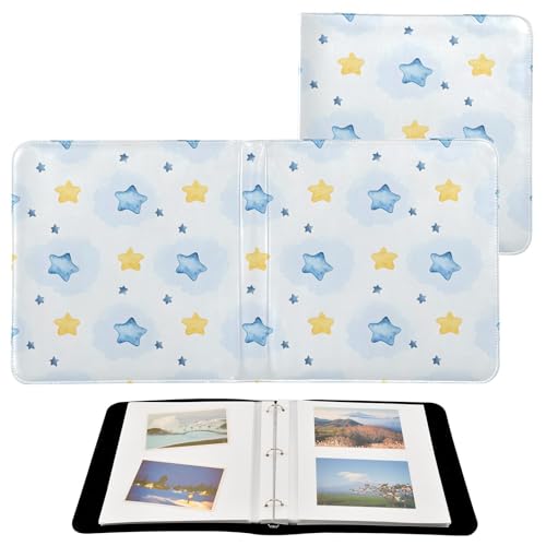 Álbum de fotos autoadhesivo para bricolaje con diseño acuarela estrellas azul, encuadernador de 3 anillas, 40 páginas, 8x10 para recuerdos miniatura 2