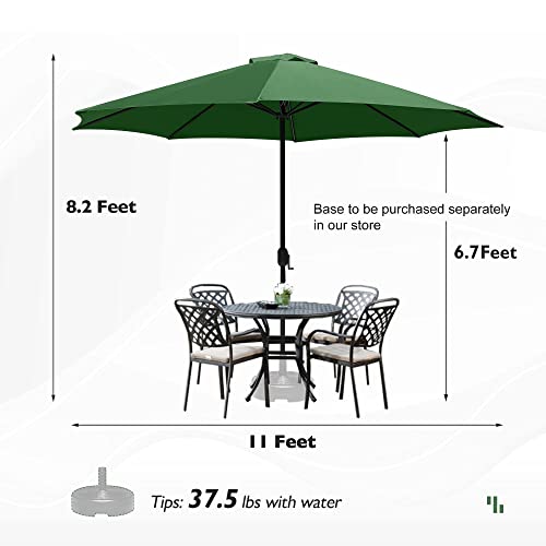 Mansader 11Ft Patio Umbrella Outdoor Market Umbrella With 8 Sturdy Ribs (Green) #TOP2