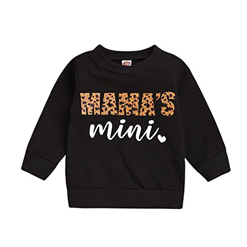 Infant Toddler Baby Girl Long Sleeve Shirts Mamas Mini Pullover Sweatshirt Tops Fall Outfit Casual Clothes (3-6 Months, Black)