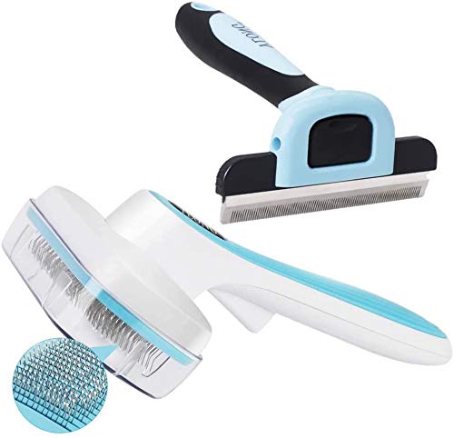 YLONG Self Cleaning Slicker Brush & Pet Shedding Brush 2 Pack Professional Pet Grooming Brush for Dogs and Cats,with Short to Long Hair