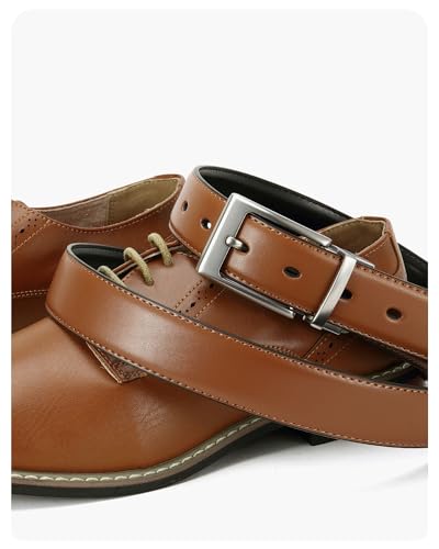 Image of CHAOREN Reversible Belt Men 1 Piece - 1.25 inch Leather Dress Belt - Trim to Fit for Elegant Style