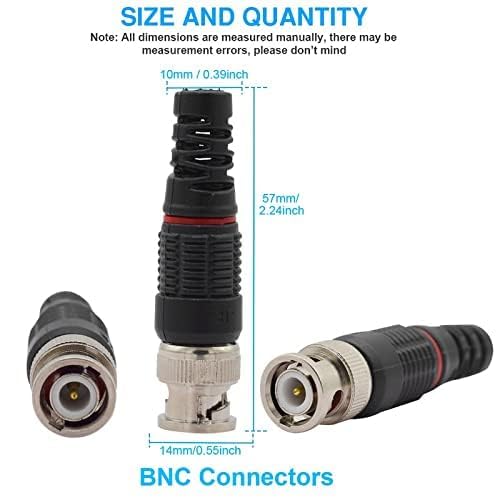 Image of MX BNC Male Connector Pack of 10, Coaxial RF Plug for CCTV Camera & Video Surveillance Systems, Compatible with RG59 /RG6 Cable, Durable Metal BNC Connector with Secure Bayonet Lock, Easy Installation