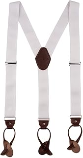 the tie hub Gentry White with Brown Y-Back Button Elasticated Suspender for Men-picture-35