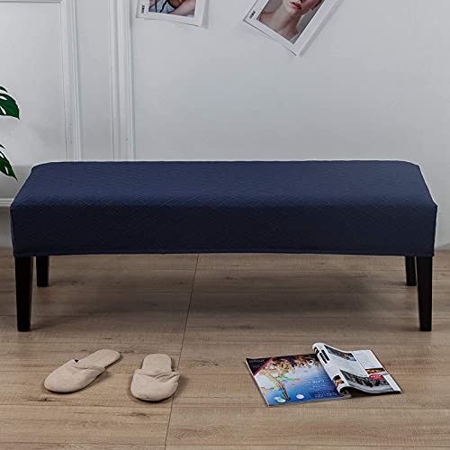 Image of SearchI Dining Bench Cover, Stretch Washable Long Bench Seat Covers, Rectangle Dining Table Bench Slipover for Dining Room, Living Room, Kitchen(Midnight Blue)