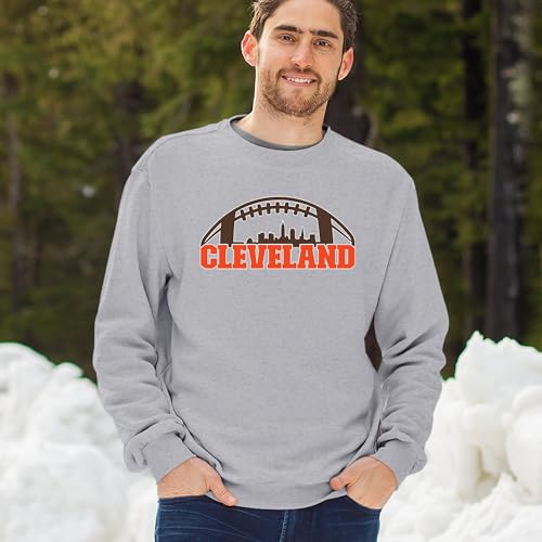 Cleveland Skyline Football Sweatshirt Bleed Orange and Brown Dawg Pound Fantasy League Tailgating Game Day Crewneck4