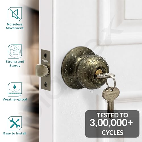 Image of Plantex Stainless Steel Door Locks For Bedroom /Main Door Lock /Cylindrical Lock Set Door Lock For Home Office Hotel (Brass Antique)