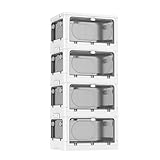 COOSOT 収納ボックス 折り畳み 蓋付き 5面開き 小物 収納 コンテナ ボックス 折りたたみ キャスター付き 積み重ね 扉付き 全方向から取り出せる 30秒組立 おしゃれ（4個セット 40*30*89cm,110.4L）
