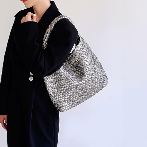 Image of Woven Tote Bag for Women with Purse