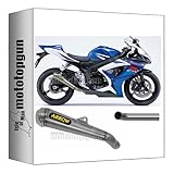 71632PR + 71333MI pot echappement approuve arrow pro-race en titanium avec embout en acier compatible avec suzuki gsx-r 750 ie 2006 2007 mototopgun 71632pr + 71333mi