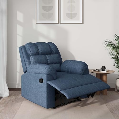 Image of Amazon Brand - Solimo Avalon Single Seater | Premium Mosha Fabric | Manual Recliner | Blue