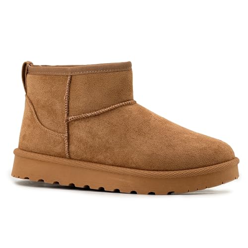 JOMIX Botas Mujer Invierno Forradas con Forro Polar Suela Antideslizante y Caña Media Botines Mujer Cálidos y Cómodos para Caminar y Trabajo WSB255311 Camel 36