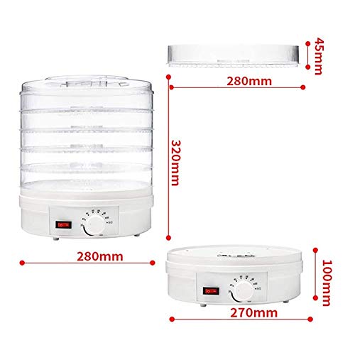 YWAWJ Lebensmittel Dehydrator Countertop tragbare elektrische Nahrungsmittelfrucht Dörrautomat 5 Lagen Elektro Obst und… – Bild 3
