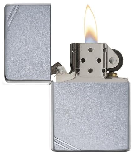 Image of Zippo Street Chrome Vintage with Slashes,Sivler, Pocket Fuel Windproof Premium Lighter (BIS Certified)