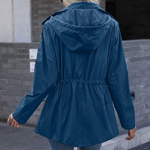 Abrigo impermeable para mujer largo con capucha y cremallera de invierno 4