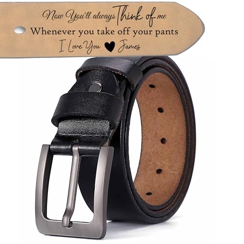 Congratulations On Being My Husband,Personalized Engraved Leather Belt for Men, Custom Name Belt Gift