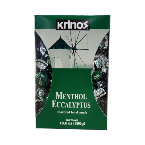 Krinos Menthol Eucalyptus Hard Candy Individually Wrapped 10.6 oz Imported from Greece