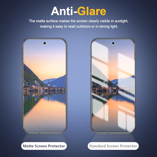 Image of [2+2 Pack for Google Pixel 10 Pro Matte Screen Protector + Camera Lens Protector, Anti-Glare, 9H Tempered Glass, Fingerprint Unlocking, Bubble Free