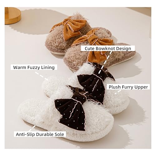 Women's Indoor Fuzzy Plush Slippers - Charming Bowknot, Closed - toe, Warm & Non - Slip for Home Comfort4