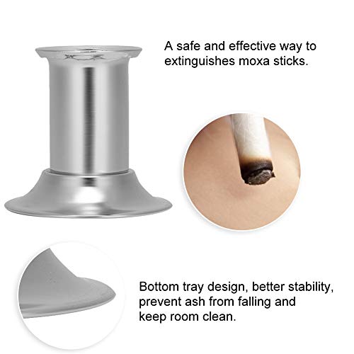 Image of Stainless Steel Moxa Stick Extinguisher, Multi-specification Optional Moxibustion Roll Extinguisher With Ash Collector Tray Dish Stable Base,2.13 * 3.23 * 2.76inch (4CM)