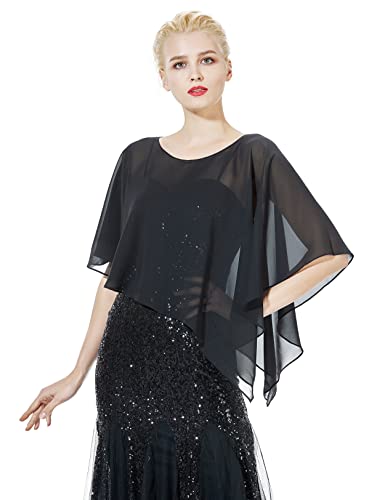 BEAUTELICATE Asymmetrical Capelets Chiffon Capes Wedding Bridal Shawls Wraps For Women Evening Dress