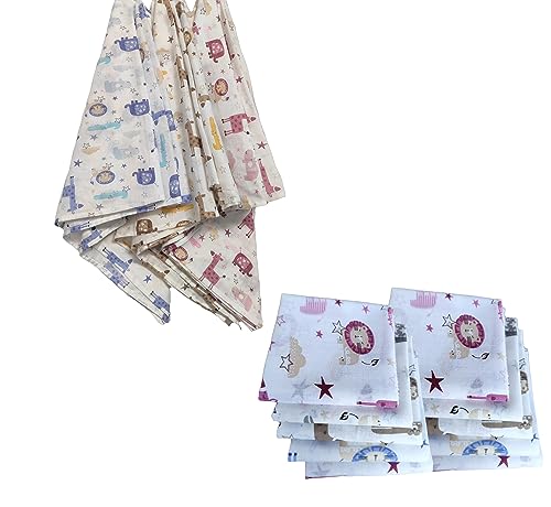Image of Trance Home Linen Super Soft 100% Cotton Baby Swaddle + Face Towels /Wash Cloth (3 Pcs Animals Print Swaddle + 10 Pcs Animals Print Wash Cloths)