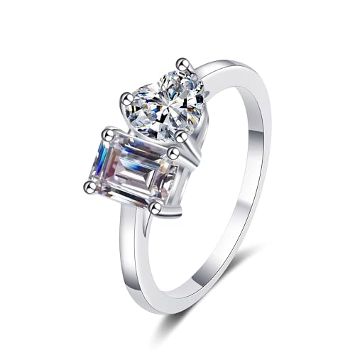 Bague émeraude et cœur argent 925 platine quatre griffes StarGems
