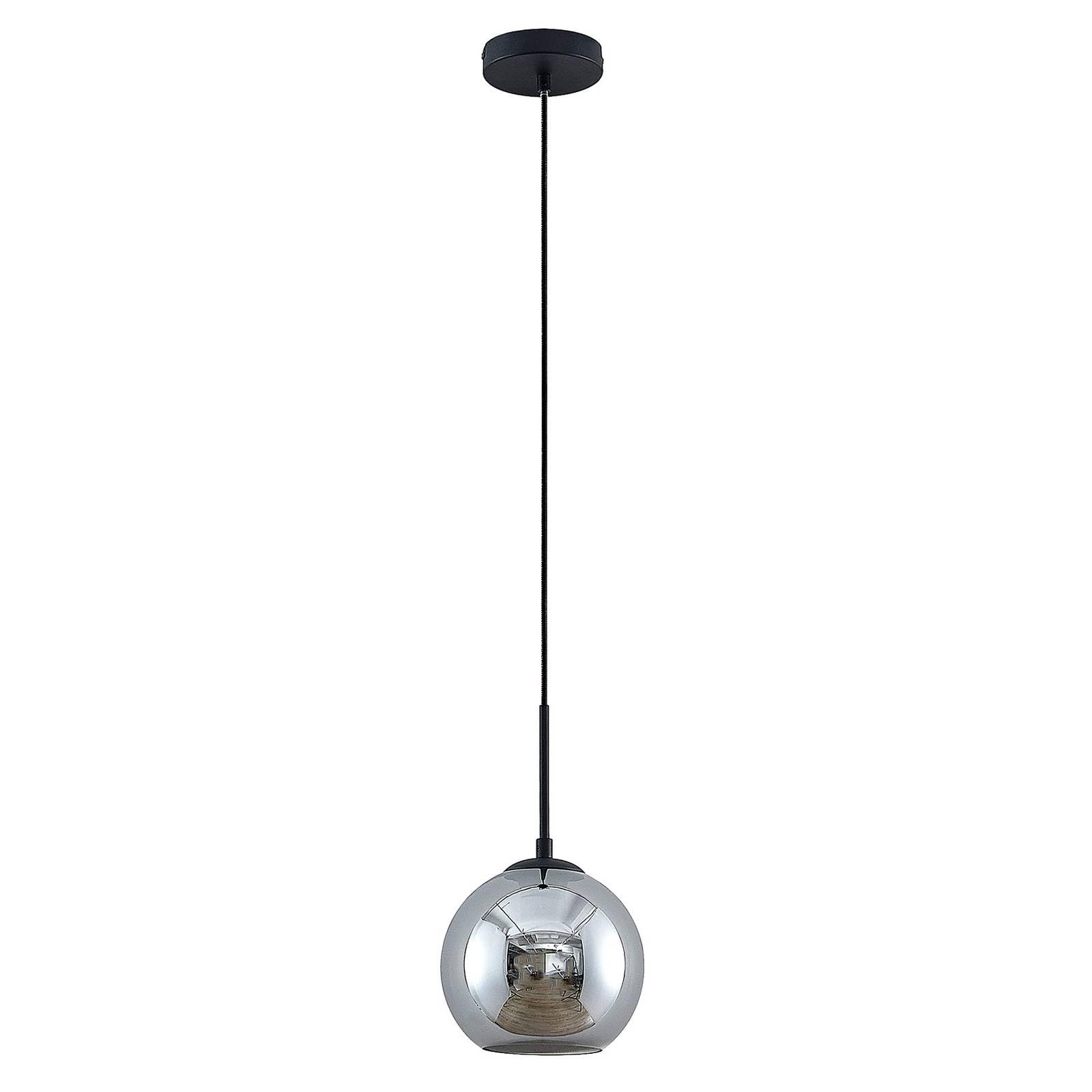 Lindby Sand Black, Smoked Glass Jurian 1-Bulb Pendant Light, Black/Smoke