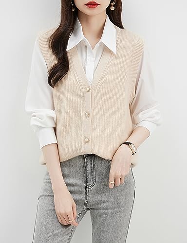 Image of Chanyarn Women's 100% Merino Wool Sweater Vest 2025 Fall Winter Casual Mock Neck Sleeveless Knit Sweater Tank Tops