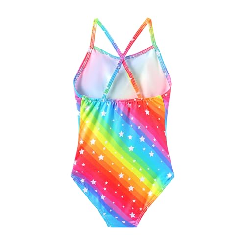 iLover Girls Sparkle One Piece Swimsuits Crossback Swimwear Beach Bathing Suit with Adjustable Strap 4-10 Years2
