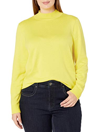 Amazon Essentials Women's Plus-Size Classic-Fit Lightweight Long-Sleeve Mockneck Sweater, Bright Yellow, 3X