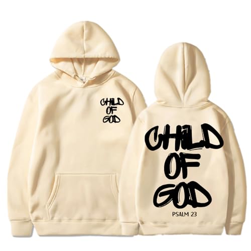 Image of TONGCHEN I Am A Child of God Hoodies for Women Christian Religious Hoodie Child of God Psalm 23 Pullover Sweatshirt (US, Alpha, Medium, Regular, Regular, Khaki)
