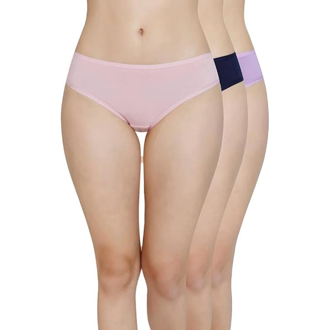 Image of LOURYN KOULYN Solid Low Rise Cotton Bikini Panty Pack(Pack of 3)