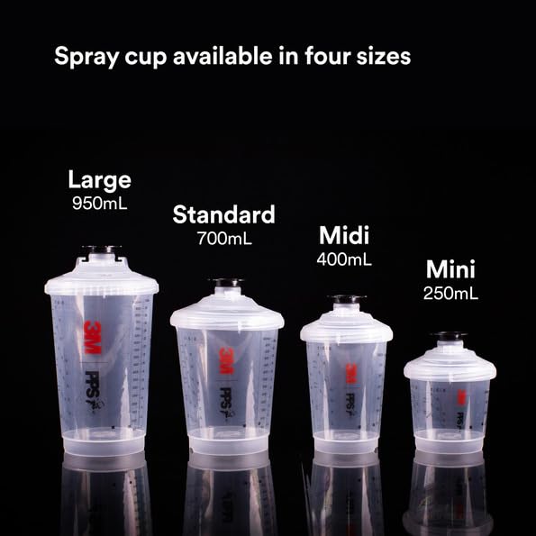Image of 3M PPS Series 2.0 Vented Spray Cup Kit, Midi, 26262, Ready to Use Vented Cup, Includes 13.5 fl oz Cup, Lids with a 200 Micron Filter Built in for Easy-to-use for Automotive