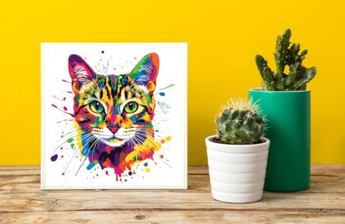 Image of Moohue Stamped Cross Stitch Kits for Adults Animal Cute Cat 14CT Pre Printed Cross Stitch Kits for Beginners (Cute Cat)