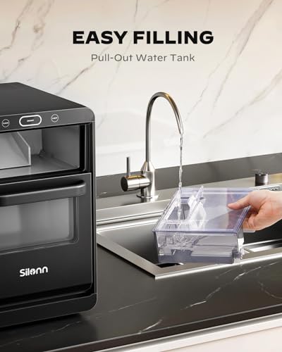 Image of Nugget Ice Maker Countertop - Silonn Pebble Ice Maker Machine Crushed Ice, Pellet Ice 44 lbs per Day, Pull-Out Water Tank and Removable Ice Basket for Home, Kitchen, Stainless Steel