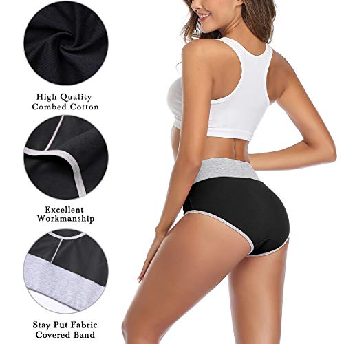 Image of wirarpa Women's Cotton Underwear High Waist Stretch Briefs Soft Underpants Ladies Full Coverage Panties 5 Pack