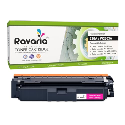 Image of 230A Compatible Toner Cartridges (with New Chip) for HP W2303A Replacement for HP Color Pro 4203dn 4203dw 4303dw 4303fdw Printer (230A Toner Magenta (W2303A)