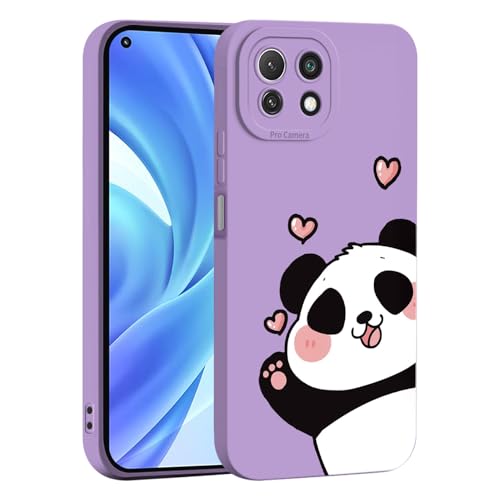ILING Liquido Silicone Cover per Xiaomi 11 Lite 5G NE/Xiaomi Mi 11 Lite, Elegante Floreale e Simpatico Animato Motivo Ragazze Custodia, Ultrasottile Morbido TPU Antiurto Matte Case (Porpora Q13