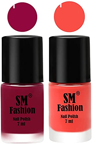 Image of Long Lasting Nail Polish | Nail Paint Combo 7 ml Each) - Set of 2 Cherry Blossom-Coral