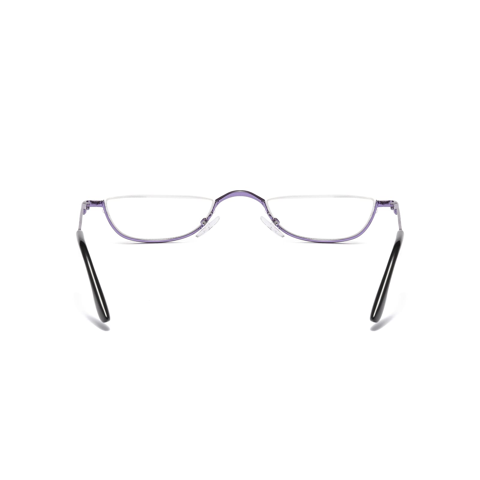 KoKoBin Half Frame Reading Glasses Spring Hinges for Men Women Slim Half Moon Lens Readers Metal Semi Rimless eyewear (Purple, 1.5) - Image 3