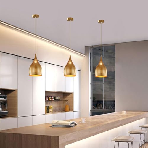 Lámpara de araña moderna dorada con diseño hueco de un cabezal para isla de cocina 3