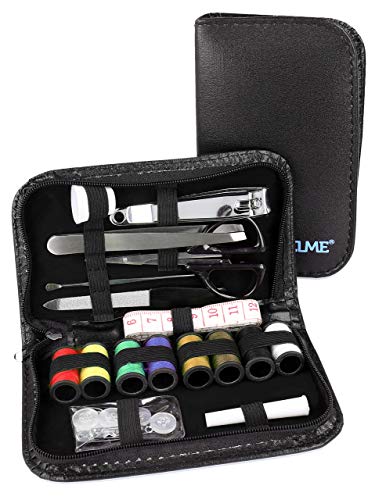 Lantelme Reisenähset mit Maniküreset in Ledertasche | Kompaktes Reise Notfallset mit Nadeln Fäden Nagelschere Nagelfeile und Zubehör | Praktisches Nähset Set für Zuhause Reisen und unterwegs Lantelme Reisenähset mit Maniküreset in Ledertasche | Kompaktes Reise Notfallset mit Nadeln Fäden Nagelschere Nagelfeile und Zubehör | Praktisches Nähset Set für Zuhause Reisen und unterwegs