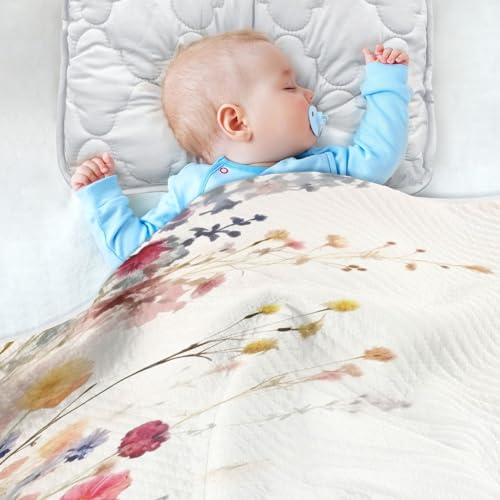 Image of Wildflowers11 Baby Blanket Cotton Cozy Throw Blanket Warm Nursery Swaddle Receiving Toddler Blankets 30 inch x 40