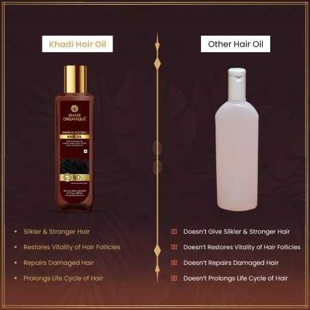 Image of Khadi Organique Onion Black Seed Hair Oil | Natural Blend with Curry Leaf & Cumin | Promotes Strong, Silky & Healthy Hair | Nourish Scalp & Helps in Hair Growth | No Mineral Oils or Silicones - 200ml