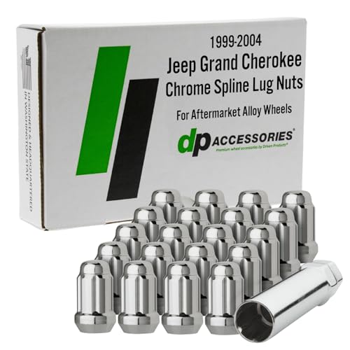 Image of DPAccessories Lug Nuts Compatible with 1999-2004 Jeep Grand Cherokee | Chrome Spline Style | Aftermarket Aluminum Wheels Only | Set of 20 Wheel Nuts & 1 Tool | DGCH02A-CH /1