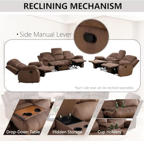 Image of Recliner Chair, Oversized Power Recliner with Home Theater Seating, Oversized Single Electric Reclining Chair Breathable Living Room Chairs for Adults Reading Gaming, Brown