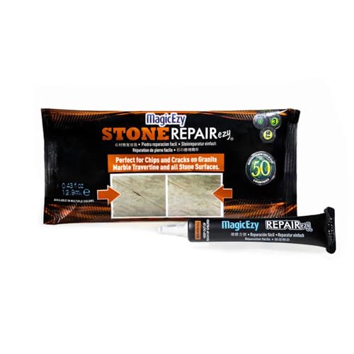 MagicEzy Stone Repair Ezy (White): Countertop Chip Repair Filler | Marble, Granite, Travertine, Quartz | Works on Tiles, Tubs, Toilets Too | Crack Seam Filler