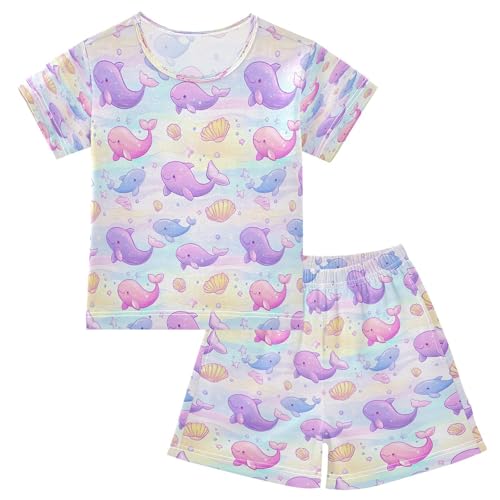senya Short Sleeve Pajamas Sets Summer Cotton Sleepwear Cute Purple Dolphin